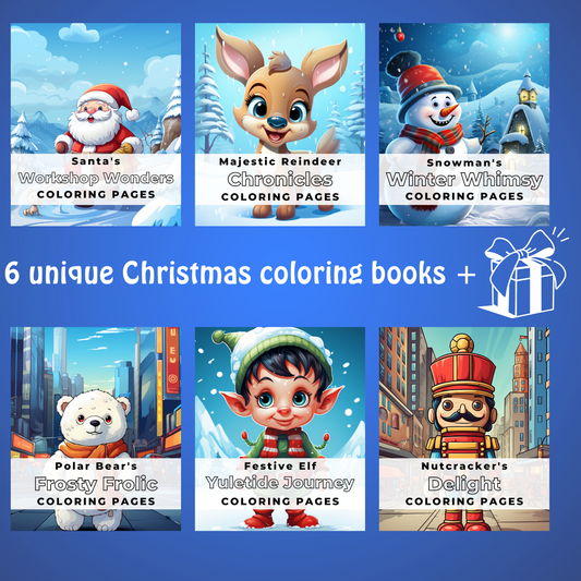 Christmas Coloring Mega Pack – 6 Books for Kids+Gift